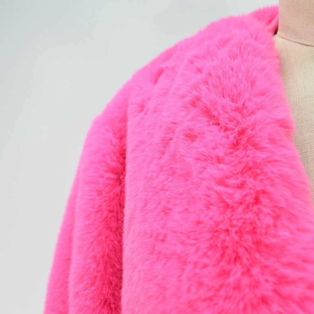 NWT Fashion Nova Jacket hot Pink Faux-Fur Oversized Coat - Picture 2 of 6
